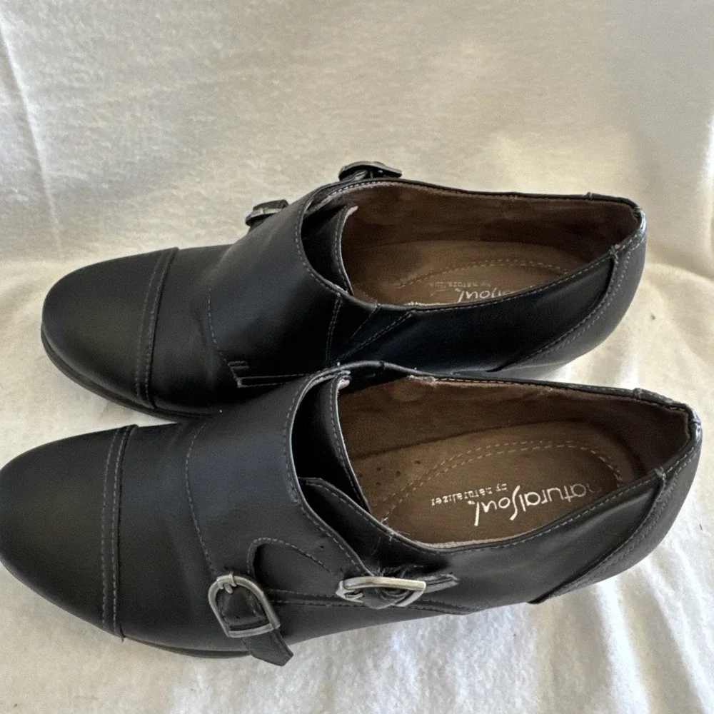 SOUL Naturalizer Keefer Pump Womens Size 7 M Black‎ Leather Monk Strap Mule